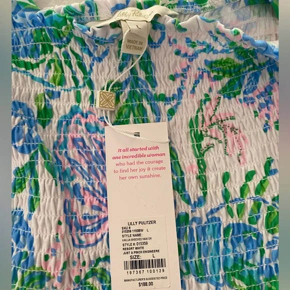 NWT - Lilly Pulitzer Kailua Smocked Maxi Dress, Resort White Just A Pinch, Large - Picture 4 of 8